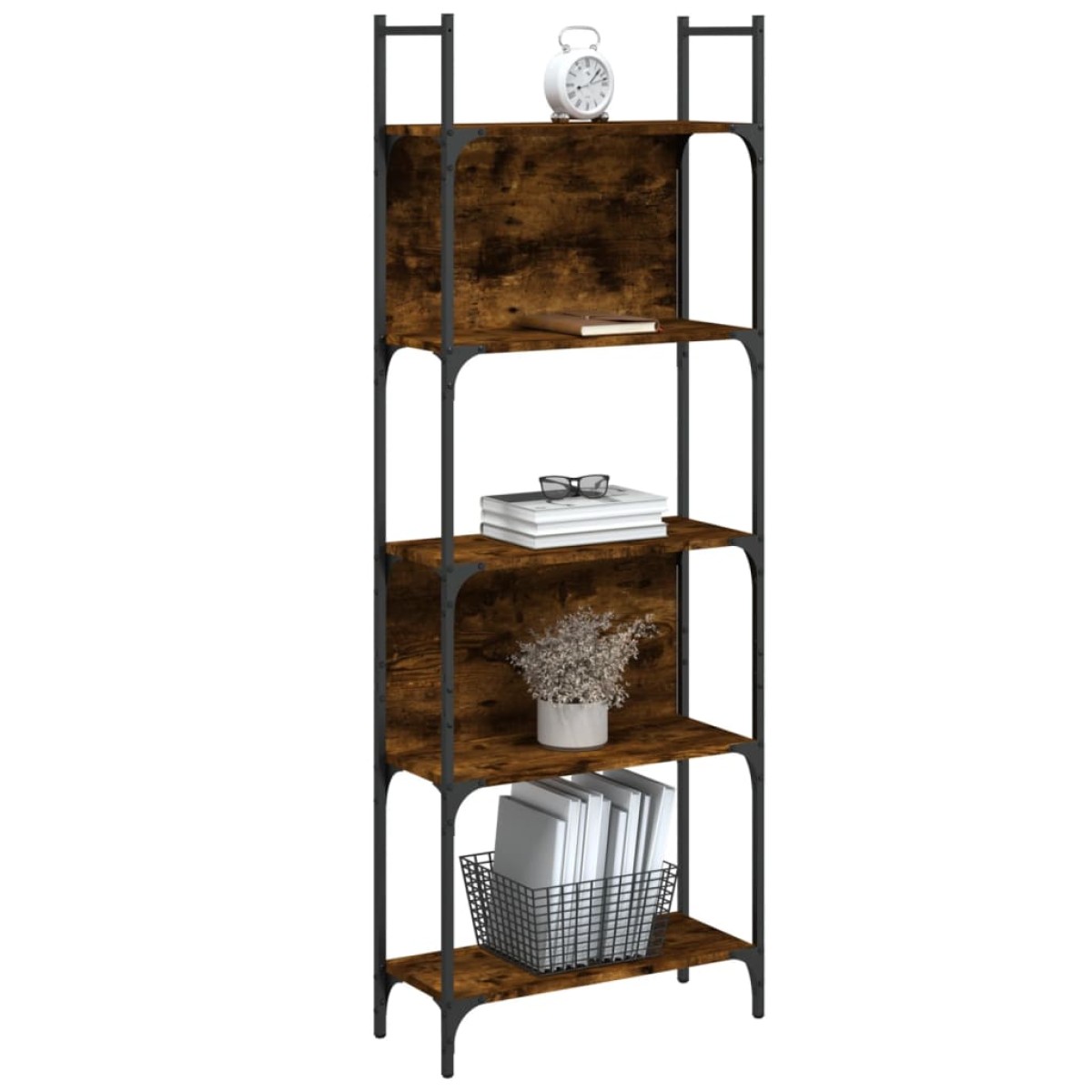 vidaXL Βιβλιοθήκη 5 Επιπέδων Καπν. Δρυς 60,5x24x166,5εκ. Επεξεργ. Ξύλο