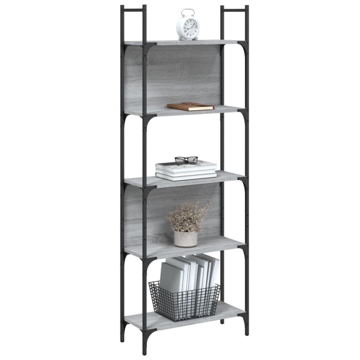 vidaXL Βιβλιοθήκη 5 Επιπέδων Γκρι Sonoma 60,5x24x166,5 εκ. Επεξ. Ξύλο