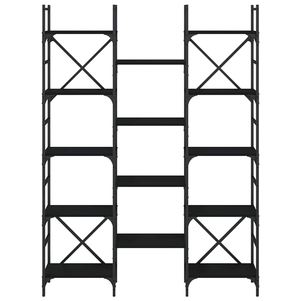 vidaXL Βιβλιοθήκη Μαύρη 127,5x28,5x172,5 εκ. από Επεξεργασμένο Ξύλο