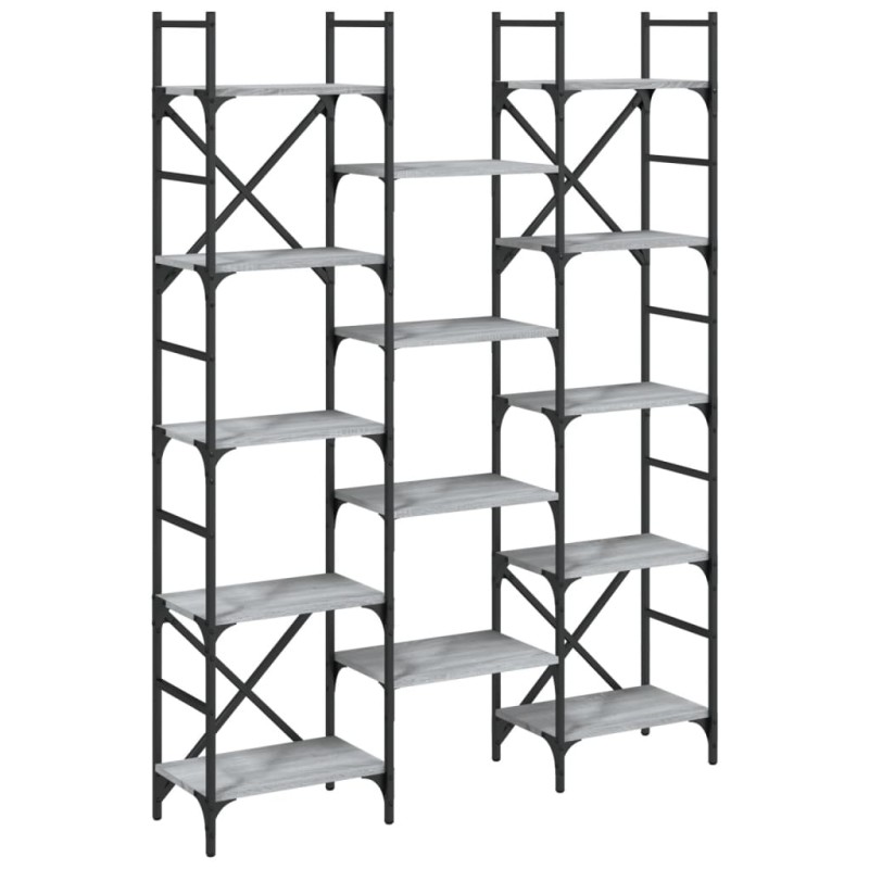 vidaXL Βιβλιοθήκη Γκρι Sonoma 127,5x28,5x172,5 εκ. Επεξεργασμένο Ξύλο