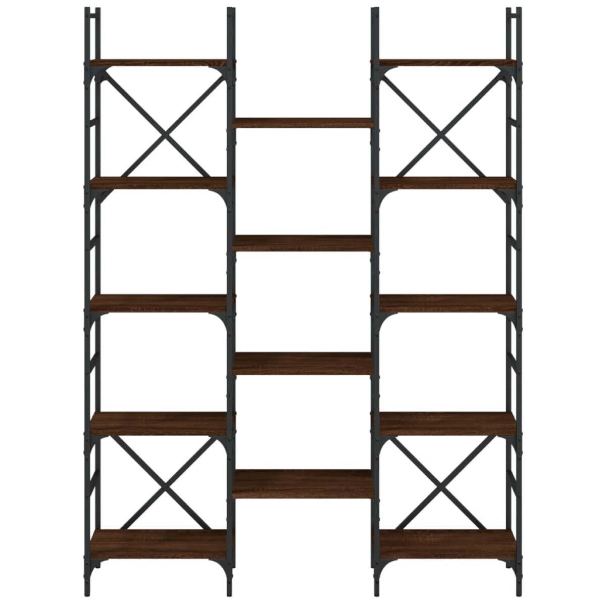 vidaXL Βιβλιοθήκη Καφέ Δρυς 127,5x28,5x172,5 εκ. Επεξεργασμένο Ξύλο