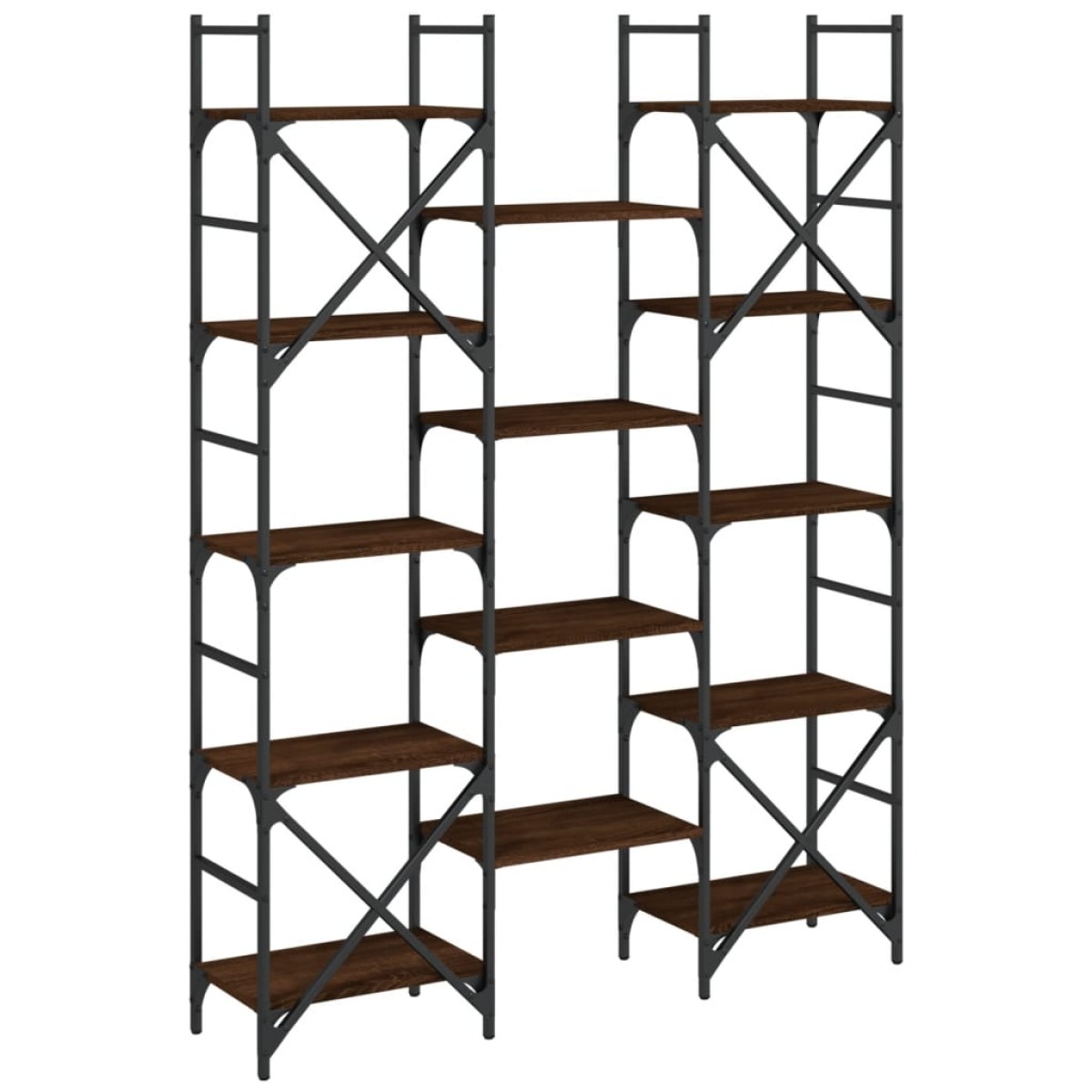 vidaXL Βιβλιοθήκη Καφέ Δρυς 127,5x28,5x172,5 εκ. Επεξεργασμένο Ξύλο
