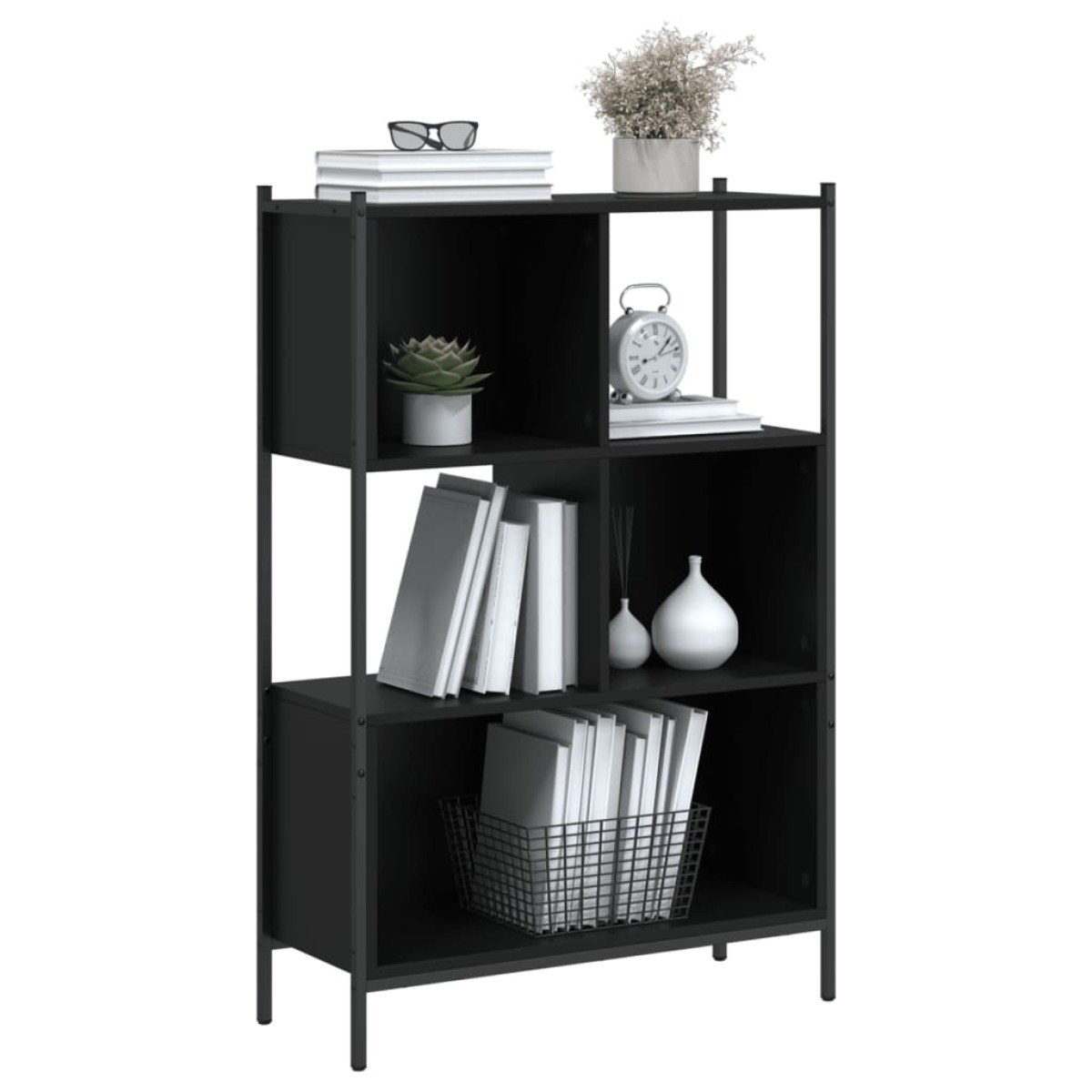 vidaXL Βιβλιοθήκη Μαύρη 72 x 28 x 109 εκ. από Επεξεργασμένο Ξύλο