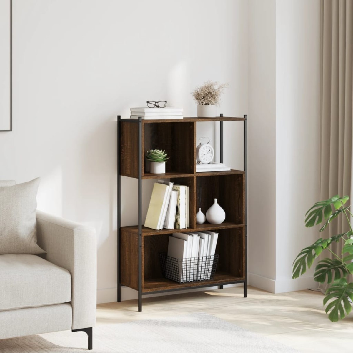 vidaXL Βιβλιοθήκη Καφέ Δρυς72x28x109 εκ. από Επεξεργασμένο Ξύλο
