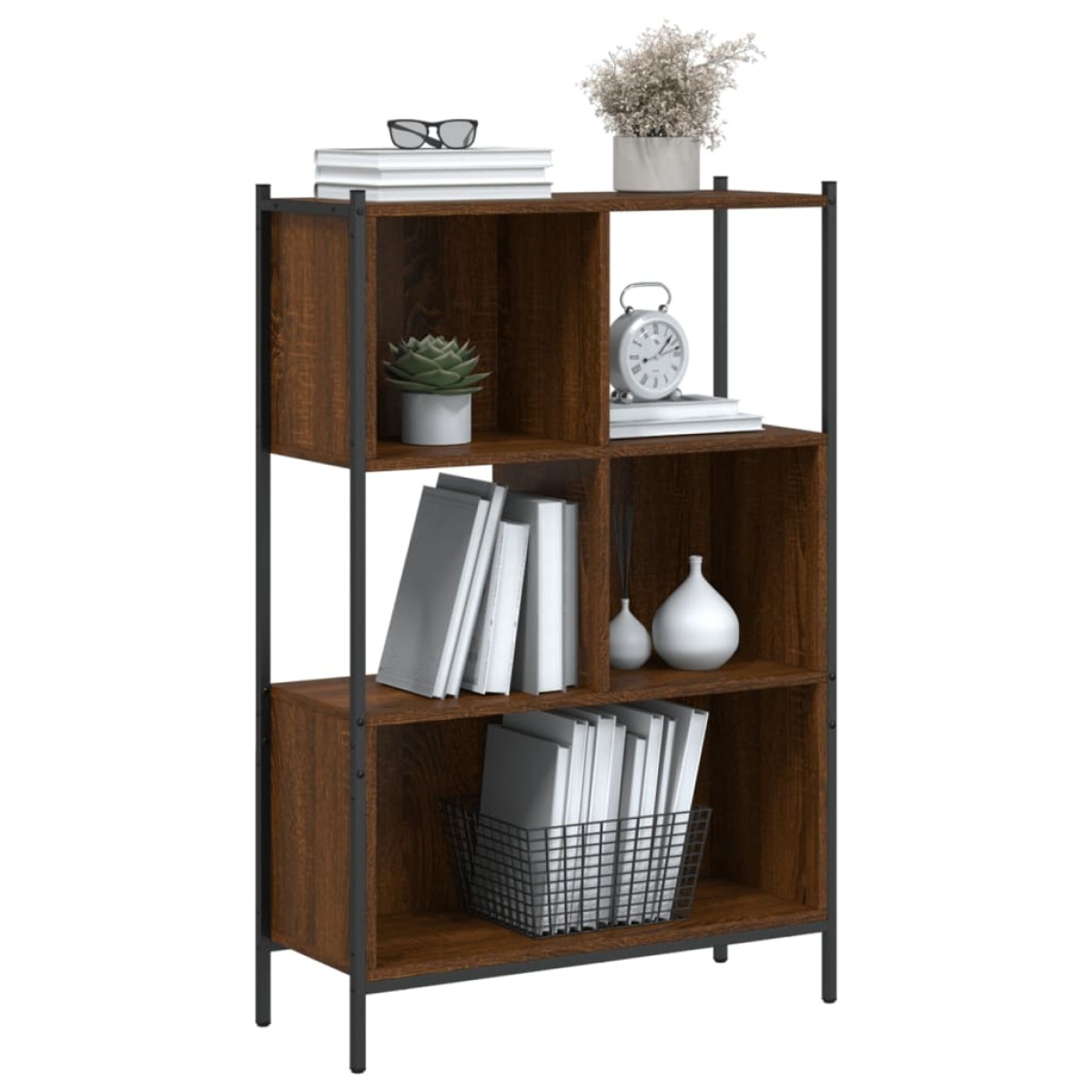 vidaXL Βιβλιοθήκη Καφέ Δρυς72x28x109 εκ. από Επεξεργασμένο Ξύλο