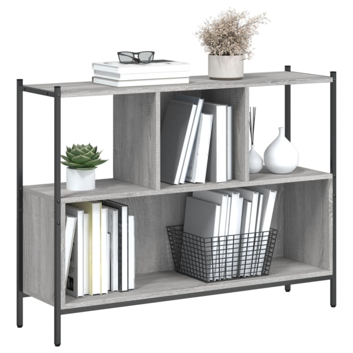 vidaXL Βιβλιοθήκη Γκρι Sonoma 102x28x77,5 εκ. από Επεξεργασμένο Ξύλο