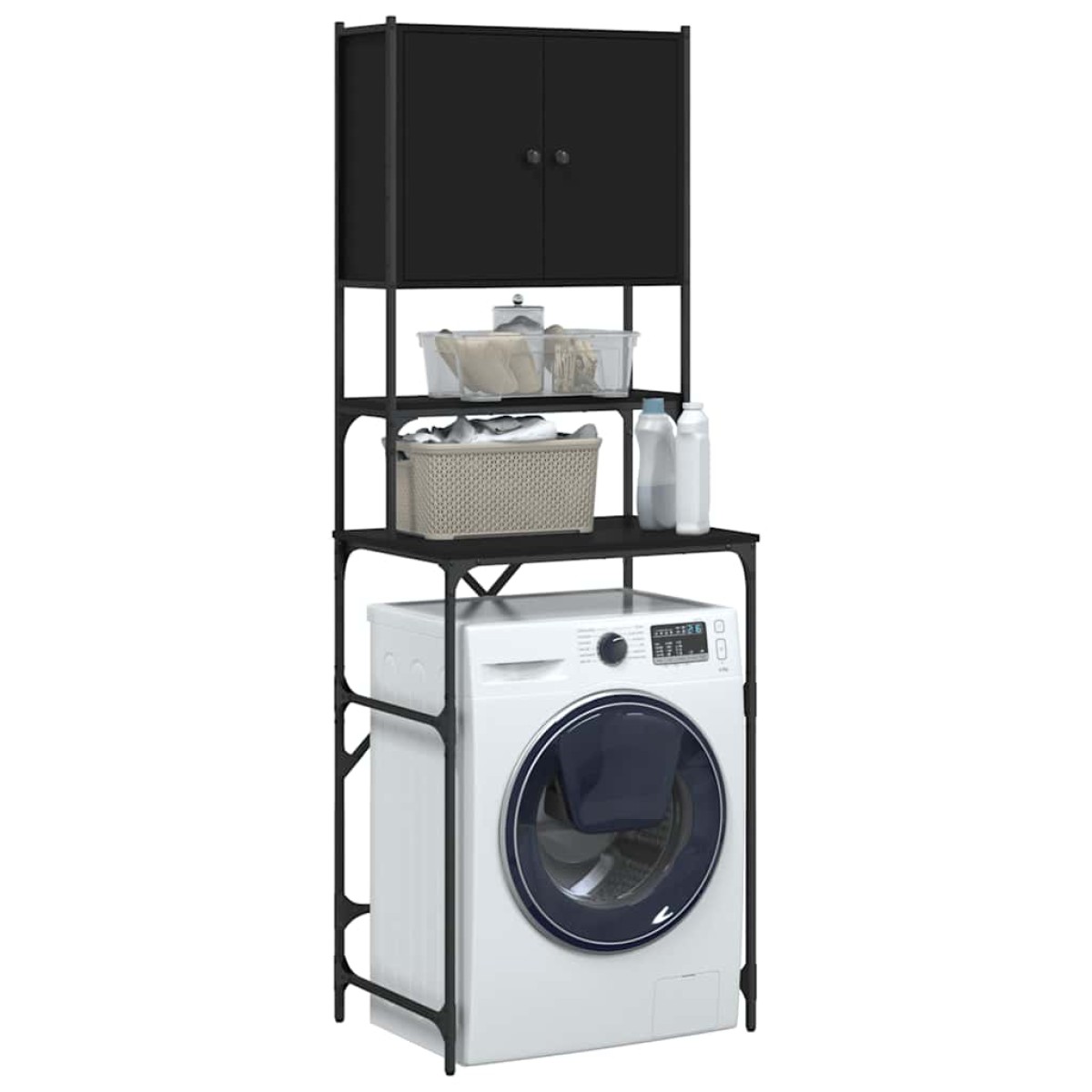 vidaXL Ντουλάπι Πλυντηρίου Μαύρο 68x48,5x194 εκ.