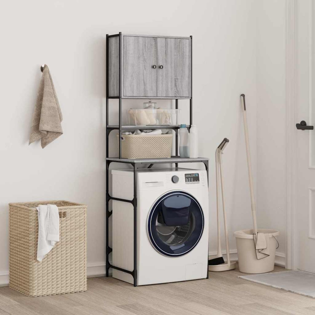 vidaXL Ντουλάπι Πλυντηρίου Γκρι Sonoma 68x48,5x194 εκ.