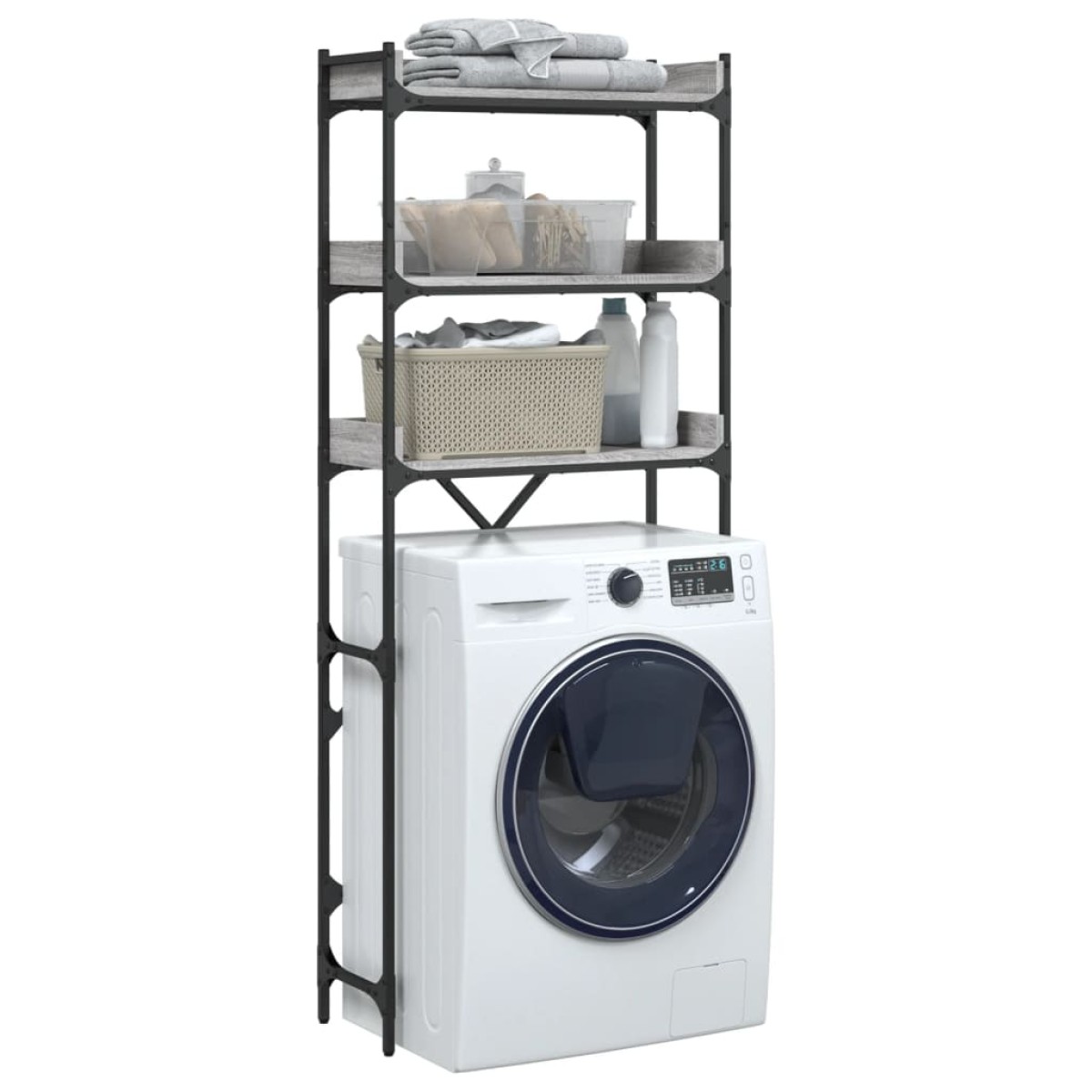 vidaXL Ραφιέρα Πλυντηρίου Γκρι Sonoma 67x25x163 εκ. από Επεξεργ. Ξύλο