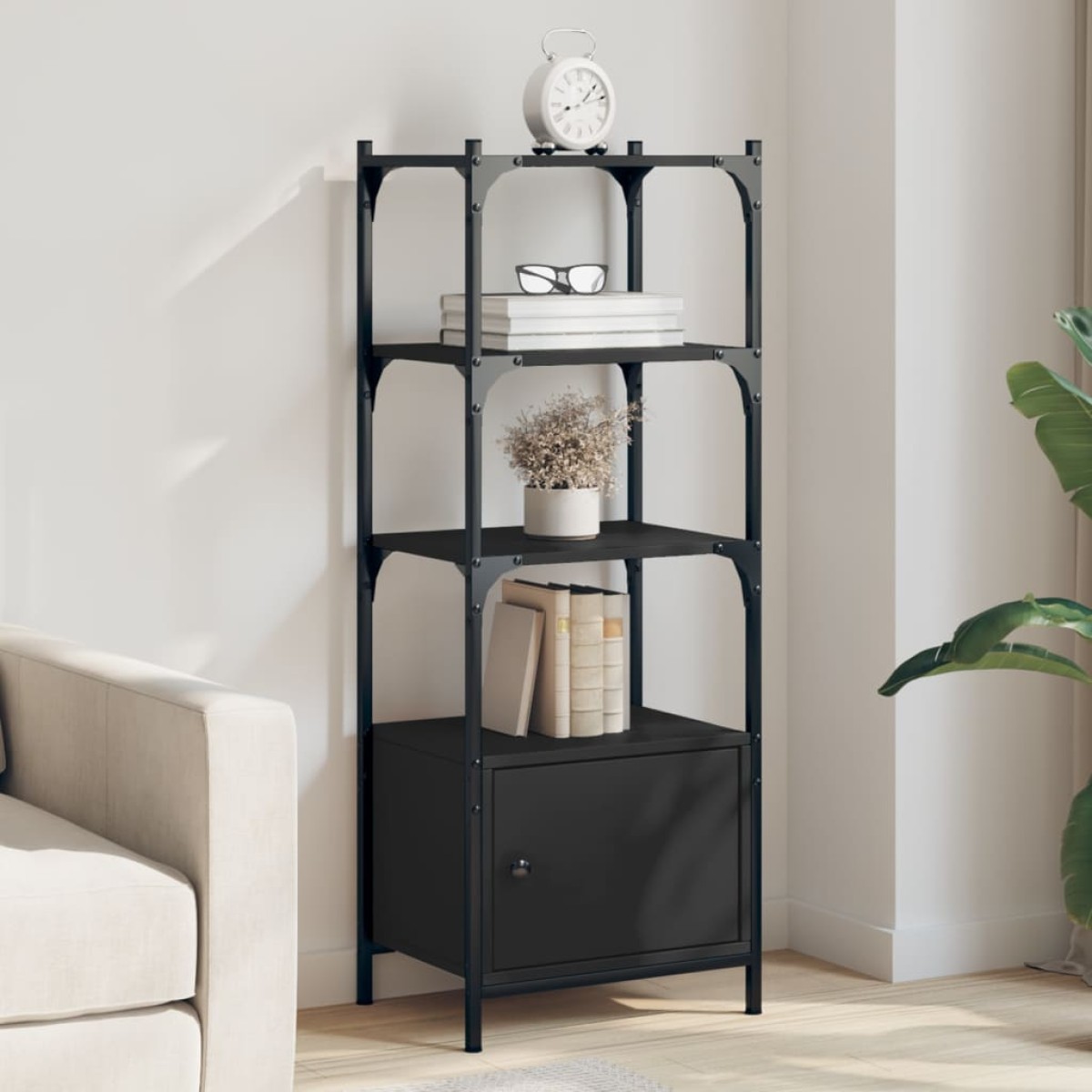 vidaXL Βιβλιοθήκη 3 Επιπέδων Μαύρη 41 x 30 x 109,5 εκ. Επεξεργ. Ξύλο