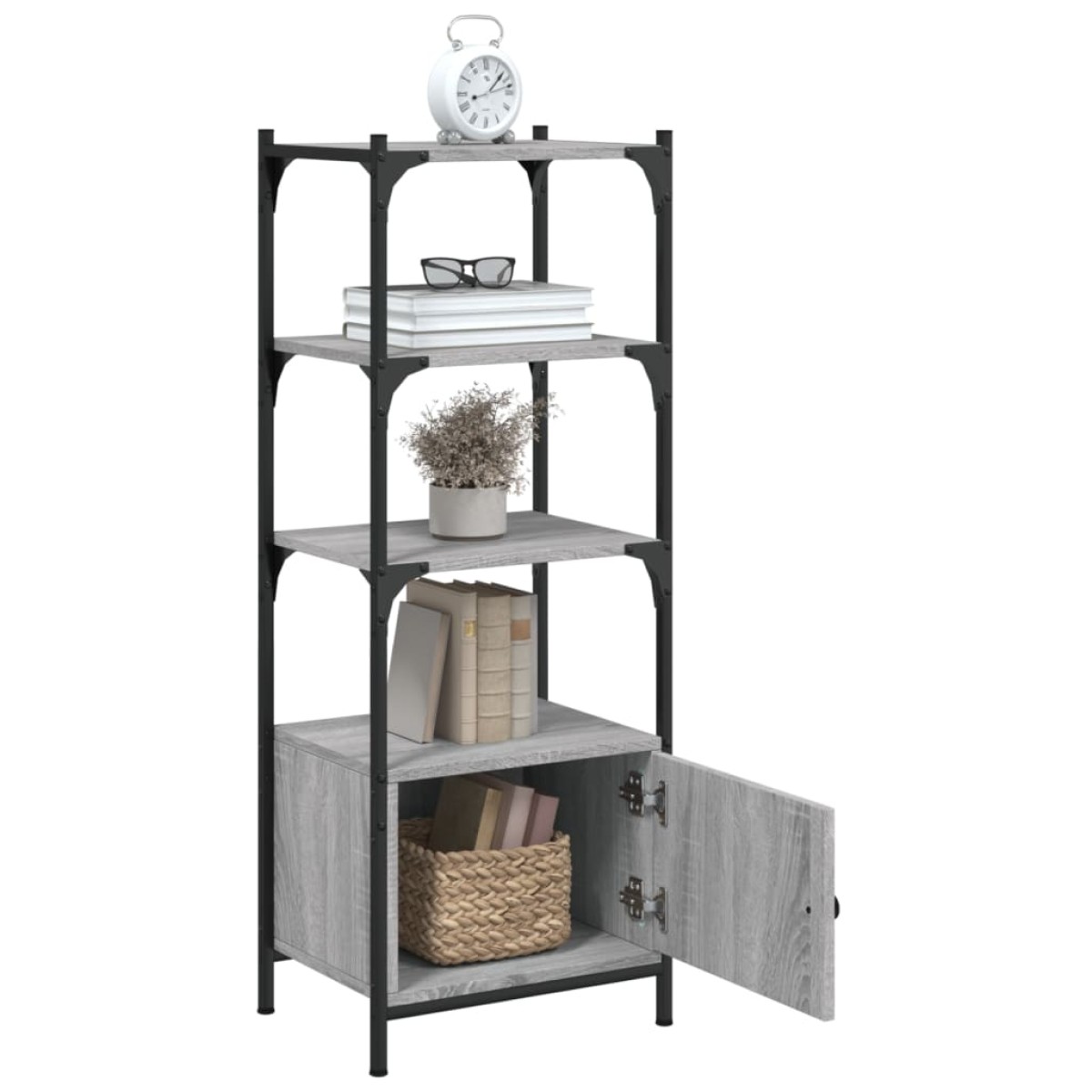 vidaXL Βιβλιοθήκη 3 Επιπέδων Γκρι Sonoma 41x30x109,5 εκ. Επεξεργ. Ξύλο