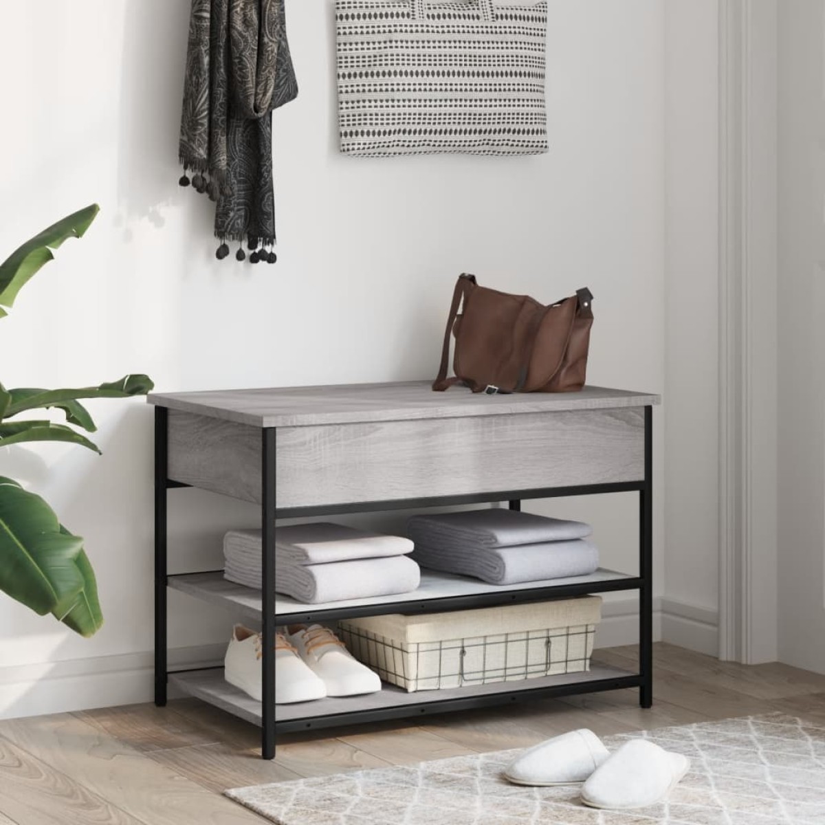 vidaXL Παπουτσοθήκη Γκρι Sonoma 70x42,5x50 εκ. από Επεξεργασμένο Ξύλο