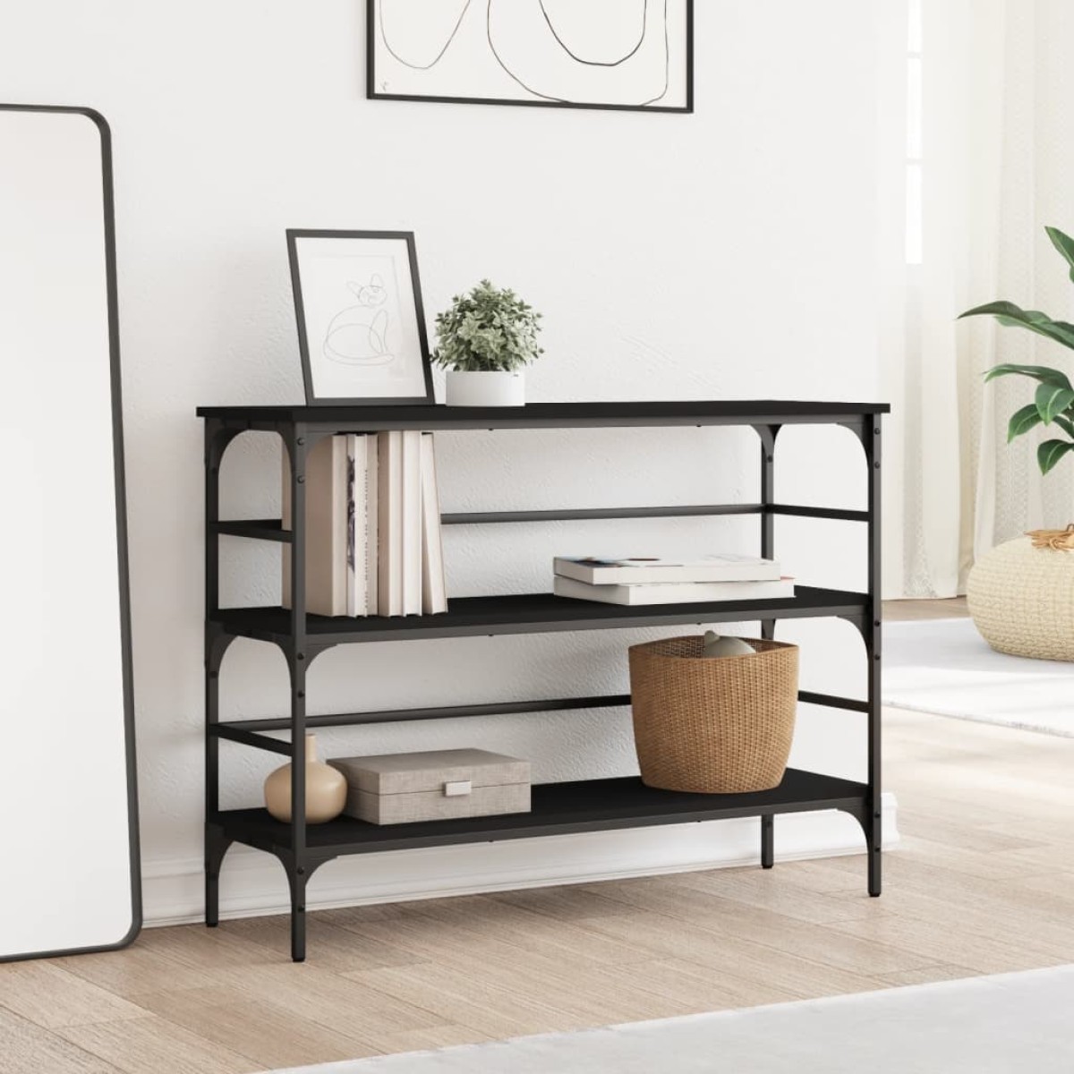 vidaXL Τραπέζι Κονσόλα Μαύρο 100x32x75 εκ. Επεξεργασμένο Ξύλο