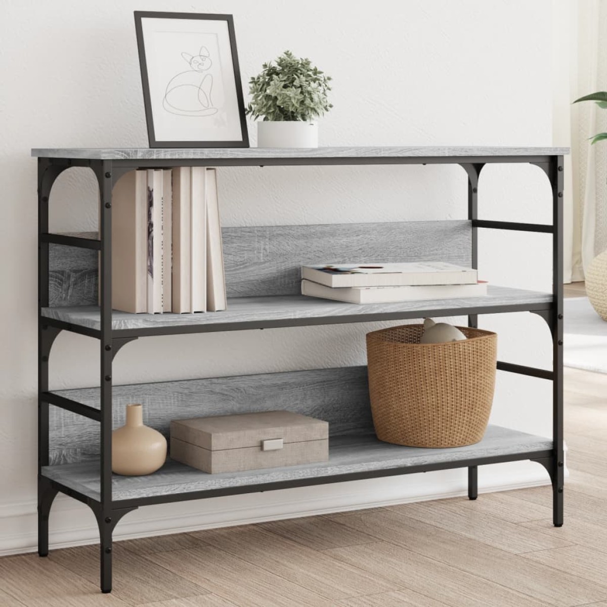 vidaXL Τραπέζι Κονσόλα Γκρι Sonoma 100x32x75 εκ. Επεξεργασμένο Ξύλο