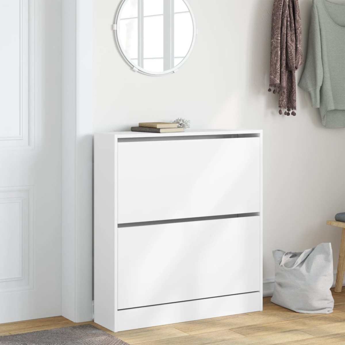 vidaXL Παπουτσοθήκη Λευκή 80x21x87,5 εκ. από Επεξεργασμένο Ξύλο