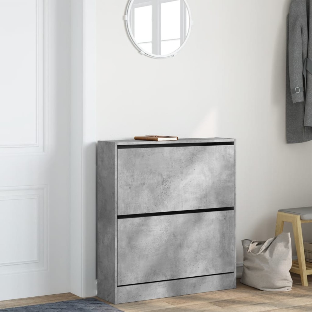 vidaXL Παπουτσοθήκη Γκρι Σκυροδέματος 80x21x87,5εκ. Επεξεργασμένο Ξύλο