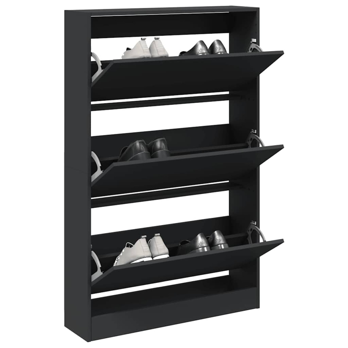 vidaXL Παπουτσοθήκη Μαύρη 80x21x125,5 εκ. από Επεξεργασμένο Ξύλο