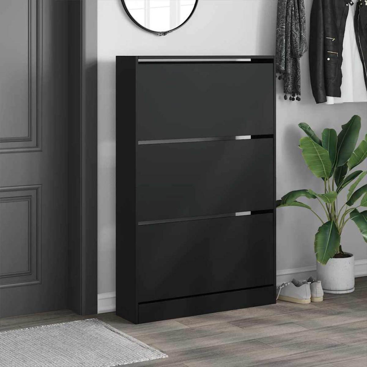 vidaXL Παπουτσοθήκη Μαύρη 80x21x125,5 εκ. από Επεξεργασμένο Ξύλο