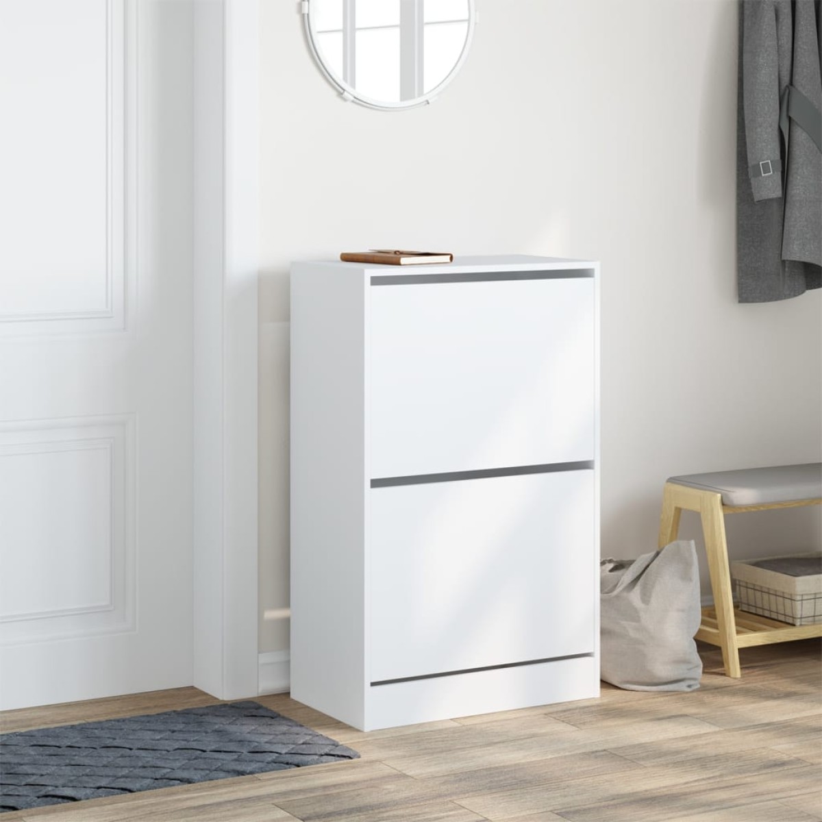 vidaXL Παπουτσοθήκη Λευκή 60x34x96,5 εκ. από Επεξεργασμένο Ξύλο