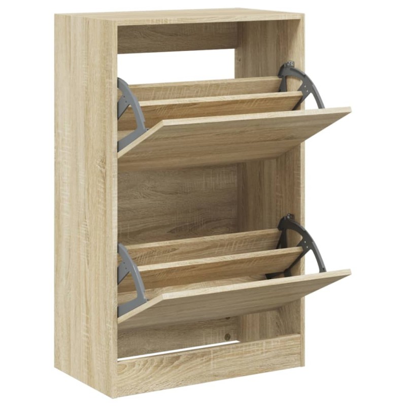 vidaXL Παπουτσοθήκη Sonoma Δρυς 60x34x96,5 εκ. από Επεξεργασμένο Ξύλο
