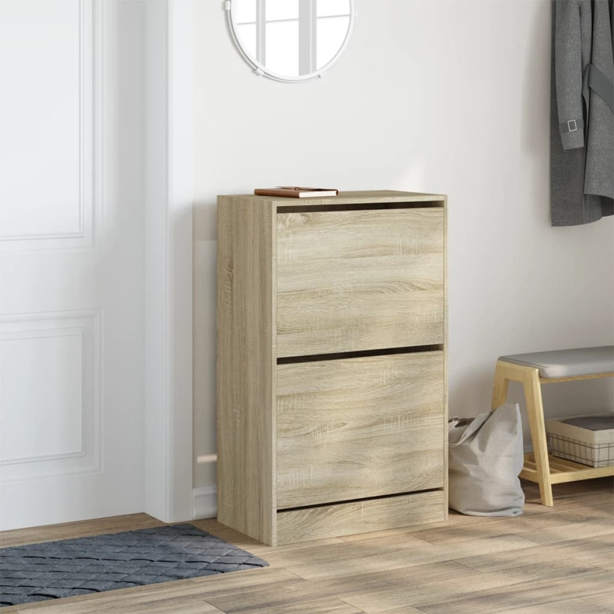 vidaXL Παπουτσοθήκη Sonoma Δρυς 60x34x96,5 εκ. από Επεξεργασμένο Ξύλο