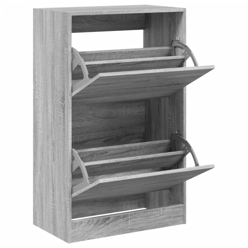 vidaXL Παπουτσοθήκη Γκρι Sonoma 60x34x96,5 εκ. από Επεξεργ. Ξύλο