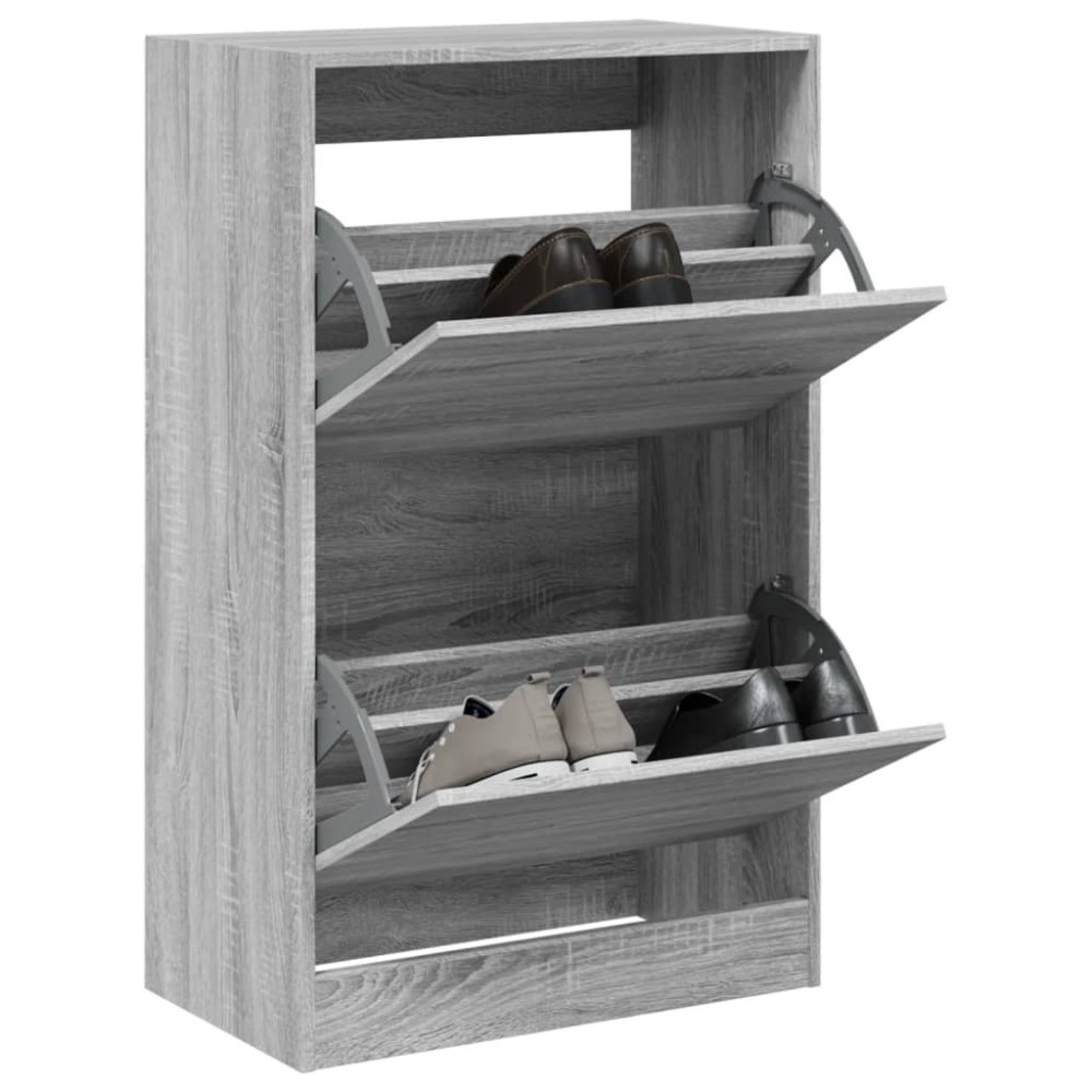 vidaXL Παπουτσοθήκη Γκρι Sonoma 60x34x96,5 εκ. από Επεξεργ. Ξύλο