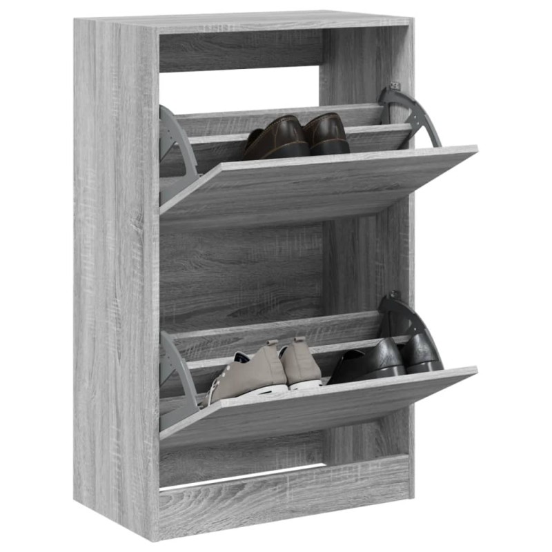 vidaXL Παπουτσοθήκη Γκρι Sonoma 60x34x96,5 εκ. από Επεξεργ. Ξύλο