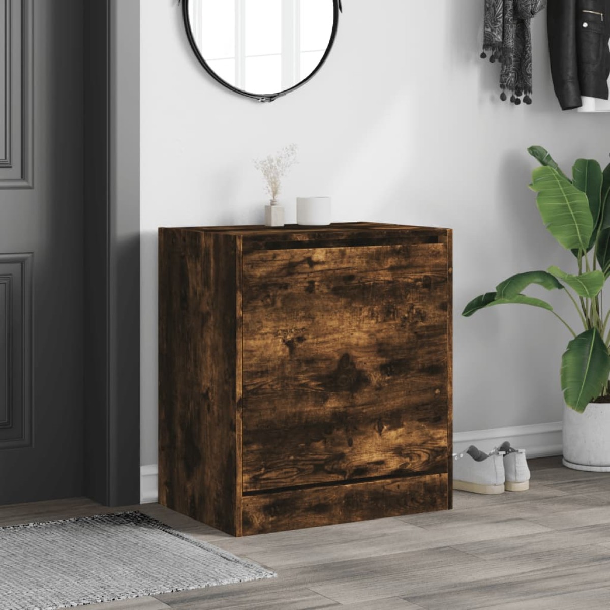 vidaXL Παπουτσοθήκη Καπνιστή Δρυς 60x42x69 εκ. από Επεξεργ. Ξύλο