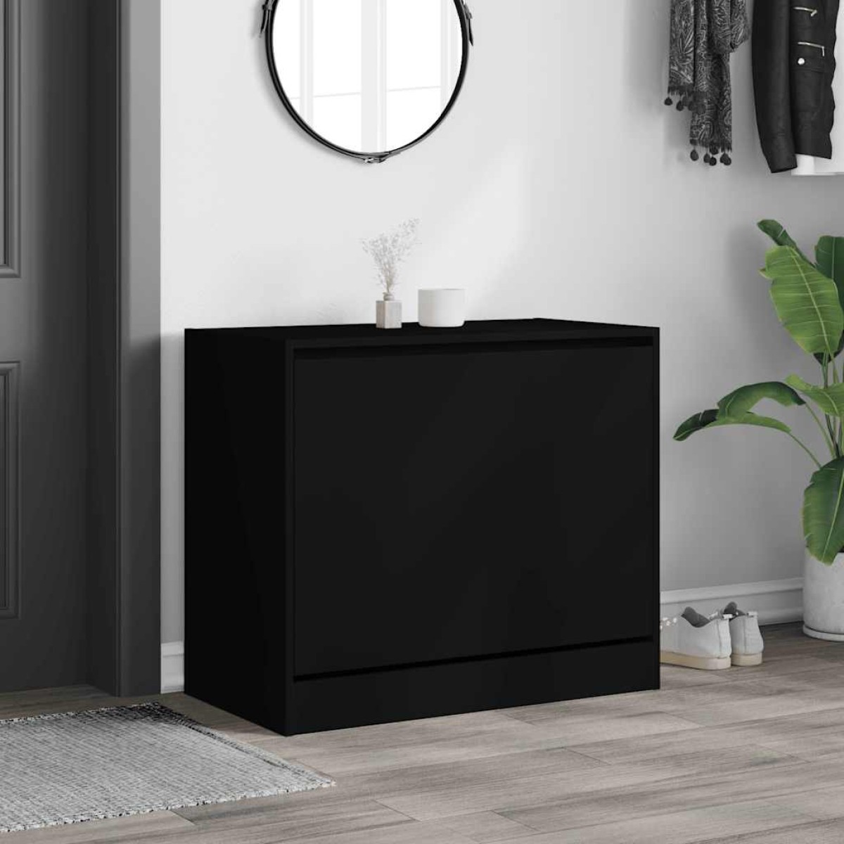 vidaXL Παπουτσοθήκη Μαύρη 80x42x69 εκ. από Επεξεργασμένο Ξύλο