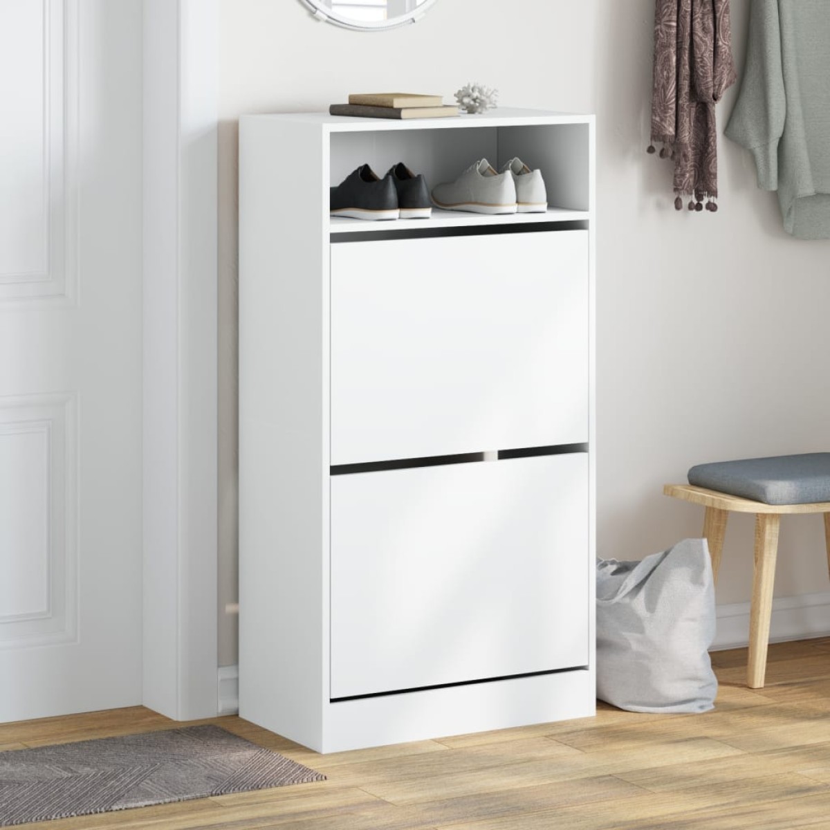 vidaXL Παπουτσοθήκη Λευκή 60 x 34 x 116 εκ. από Επεξεργασμένο Ξύλο