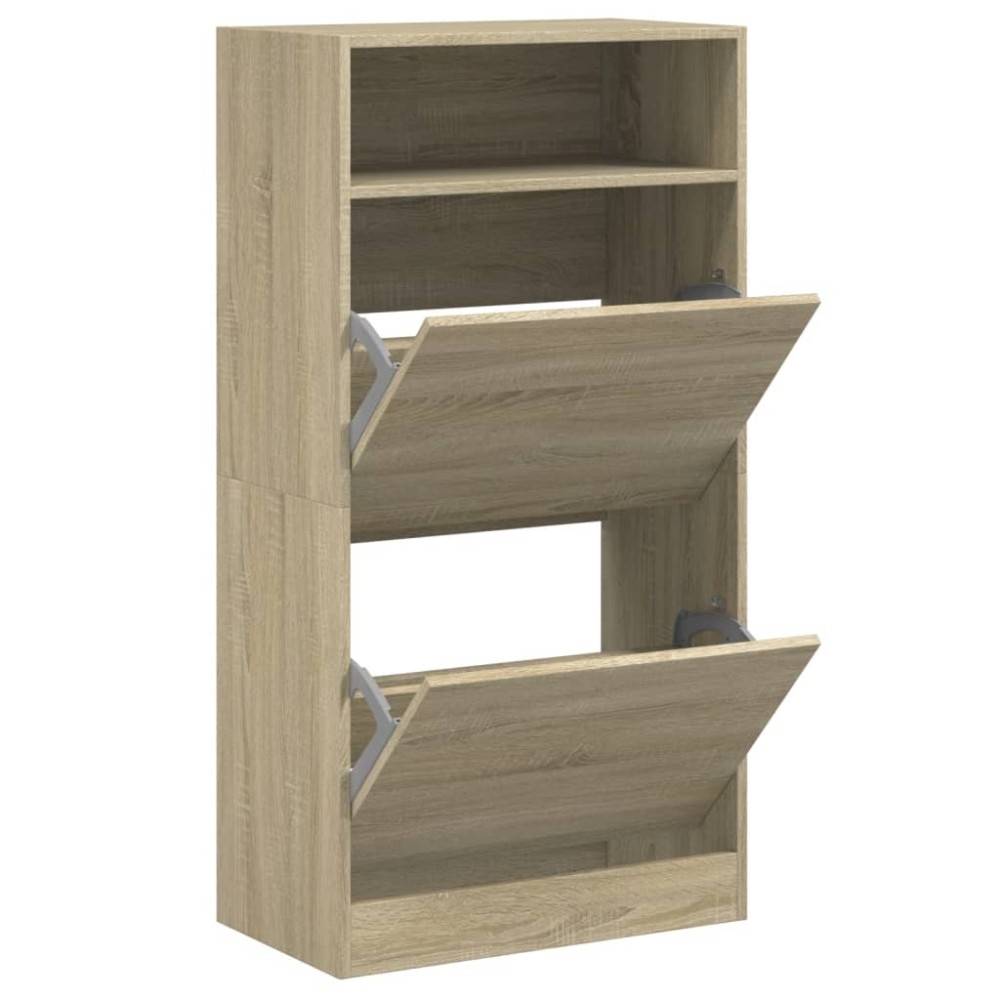 vidaXL Παπουτσοθήκη Sonoma Δρυς 60x34x116 εκ. από Επεξεργασμένο Ξύλο