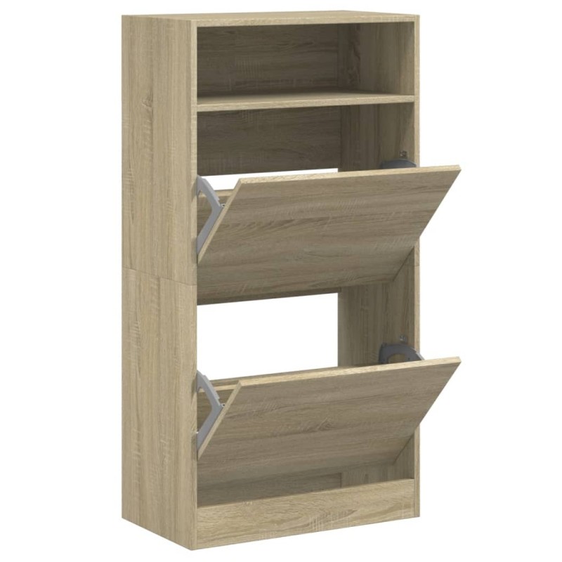 vidaXL Παπουτσοθήκη Sonoma Δρυς 60x34x116 εκ. από Επεξεργασμένο Ξύλο