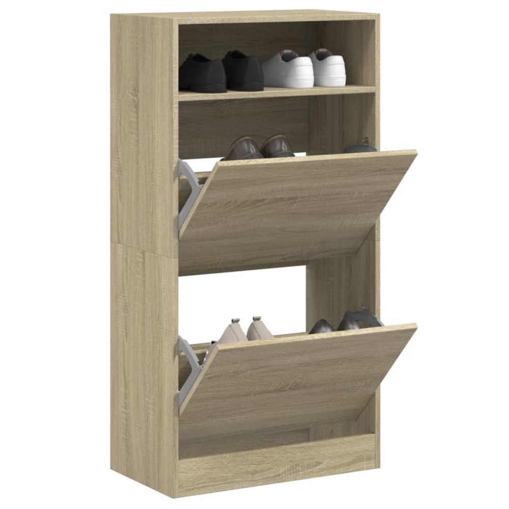 vidaXL Παπουτσοθήκη Sonoma Δρυς 60x34x116 εκ. από Επεξεργασμένο Ξύλο