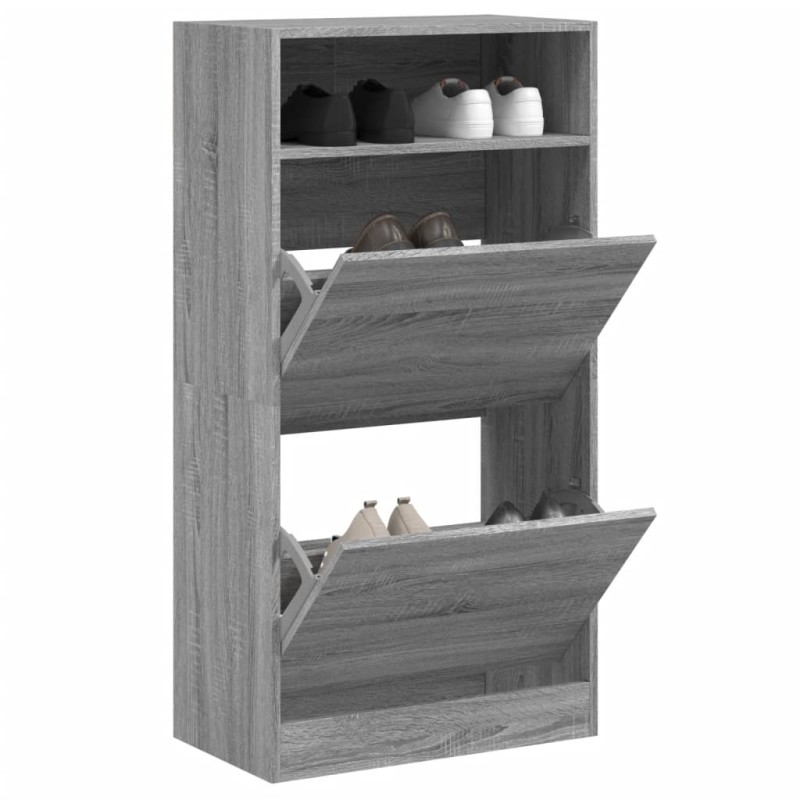 vidaXL Παπουτσοθήκη Γκρι Sonoma 60x34x116 εκ. από Επεξεργασμένο Ξύλο