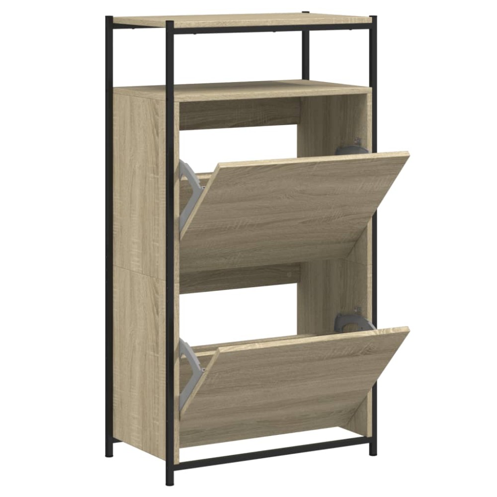 vidaXL Παπουτσοθήκη Sonoma Δρυς 60x34x112 εκ. από Επεξεργασμένο Ξύλο