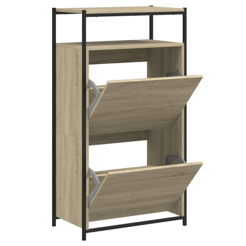 vidaXL Παπουτσοθήκη Sonoma Δρυς 60x34x112 εκ. από Επεξεργασμένο Ξύλο