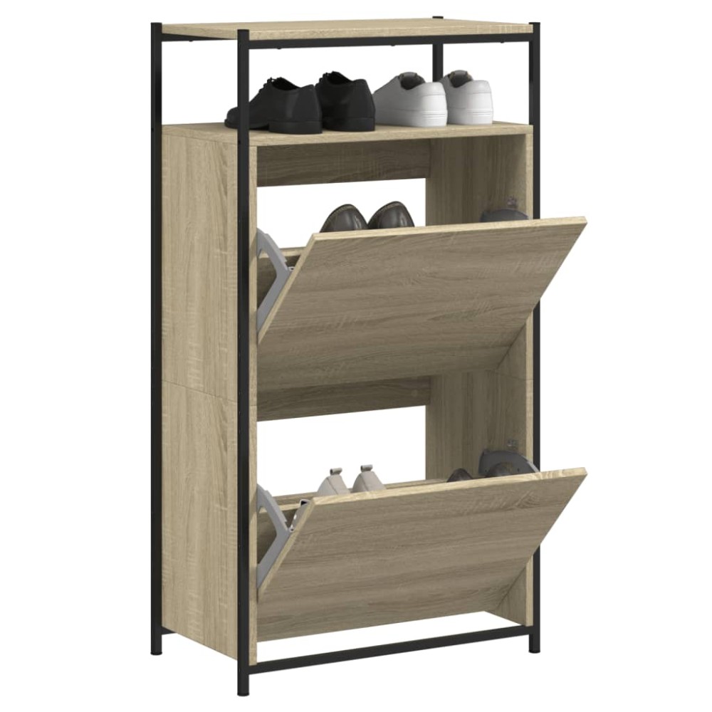vidaXL Παπουτσοθήκη Sonoma Δρυς 60x34x112 εκ. από Επεξεργασμένο Ξύλο