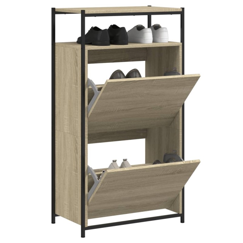 vidaXL Παπουτσοθήκη Sonoma Δρυς 60x34x112 εκ. από Επεξεργασμένο Ξύλο