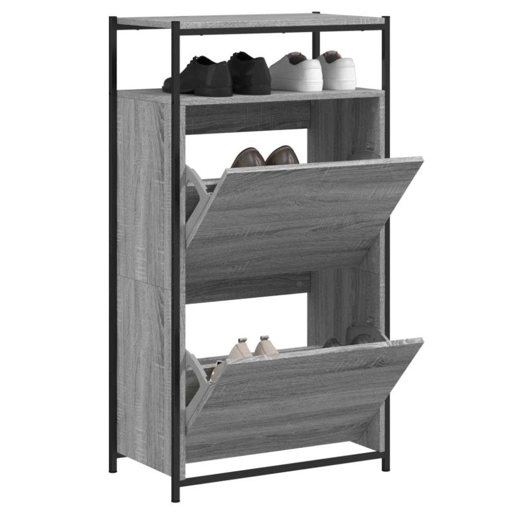 vidaXL Παπουτσοθήκη Γκρι Sonoma 60x34x112 εκ. από Επεξεργ. Ξύλο