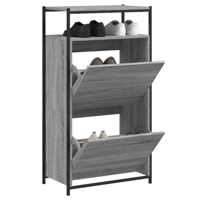 vidaXL Παπουτσοθήκη Γκρι Sonoma 60x34x112 εκ. από Επεξεργ. Ξύλο