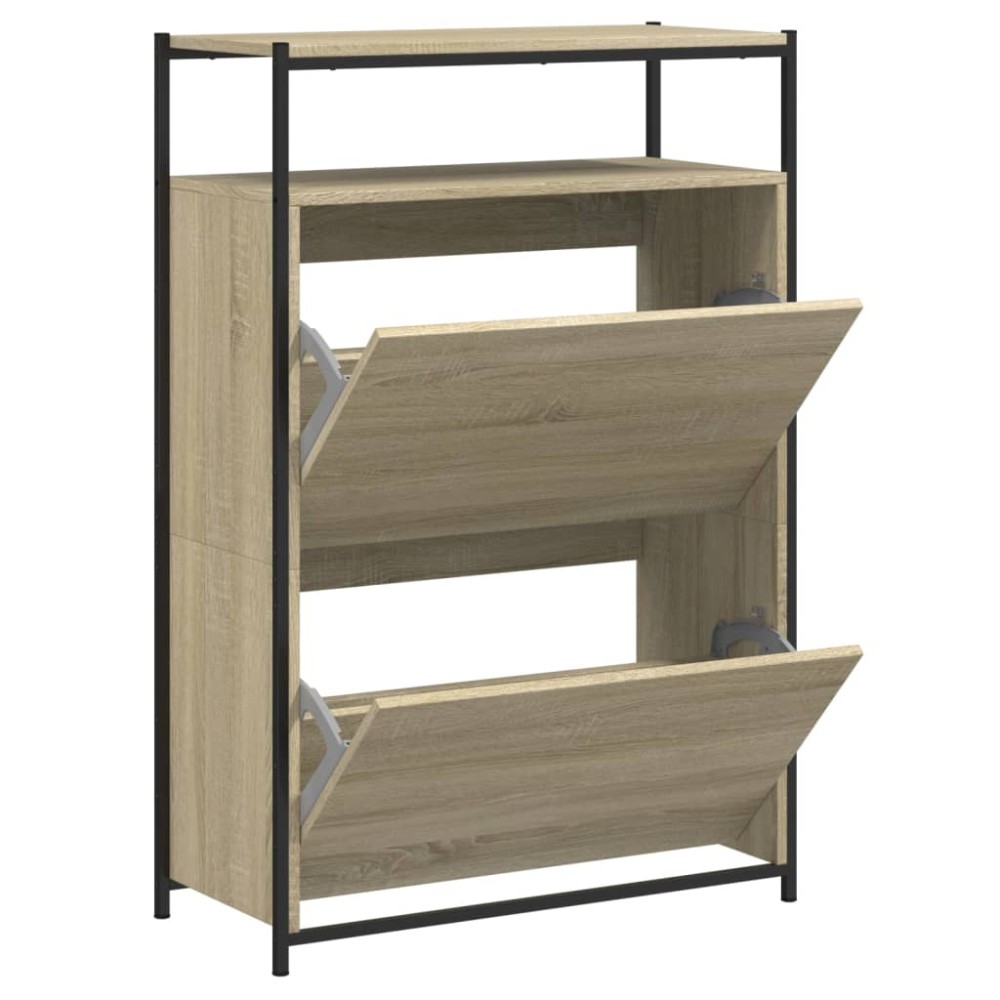vidaXL Παπουτσοθήκη Sonoma Δρυς 75x34x112 εκ. από Επεξεργασμένο Ξύλο