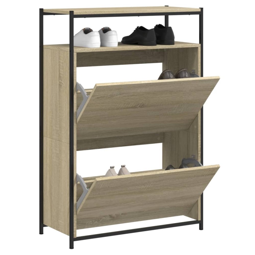 vidaXL Παπουτσοθήκη Sonoma Δρυς 75x34x112 εκ. από Επεξεργασμένο Ξύλο
