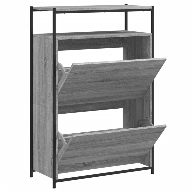 vidaXL Παπουτσοθήκη Γκρι Sonoma 75x34x112 εκ. από Επεξεργασμένο Ξύλο