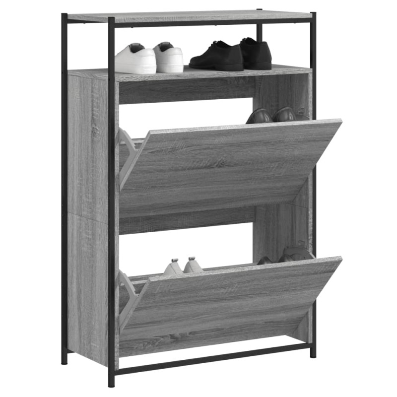 vidaXL Παπουτσοθήκη Γκρι Sonoma 75x34x112 εκ. από Επεξεργασμένο Ξύλο