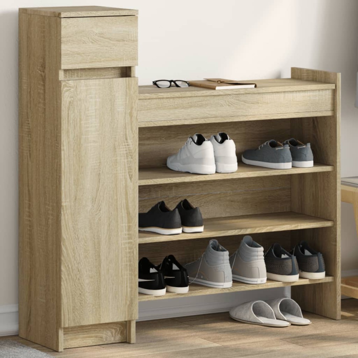 vidaXL Παπουτσοθήκη Sonoma Δρυς 100,5x28x100εκ. από Επεξεργασμένο Ξύλο