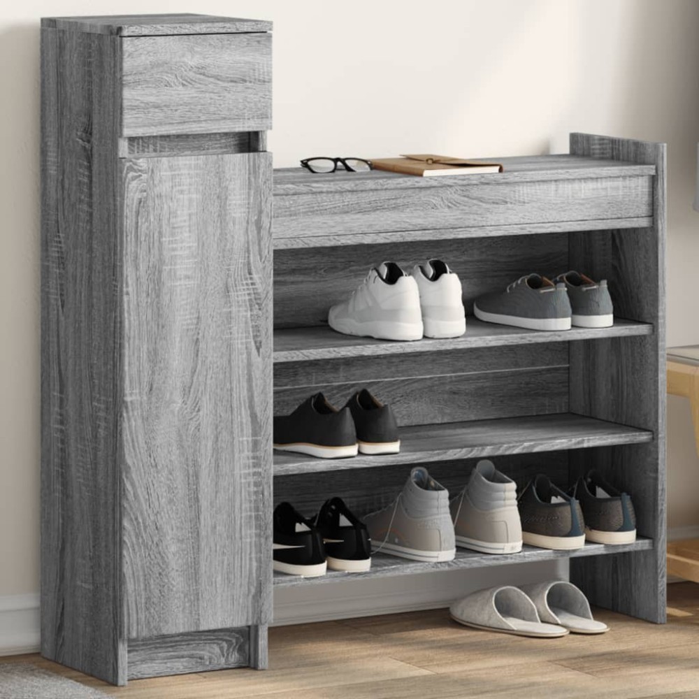 vidaXL Παπουτσοθήκη Γκρι Sonoma 100,5x28x100εκ. από Επεξεργασμένο Ξύλο