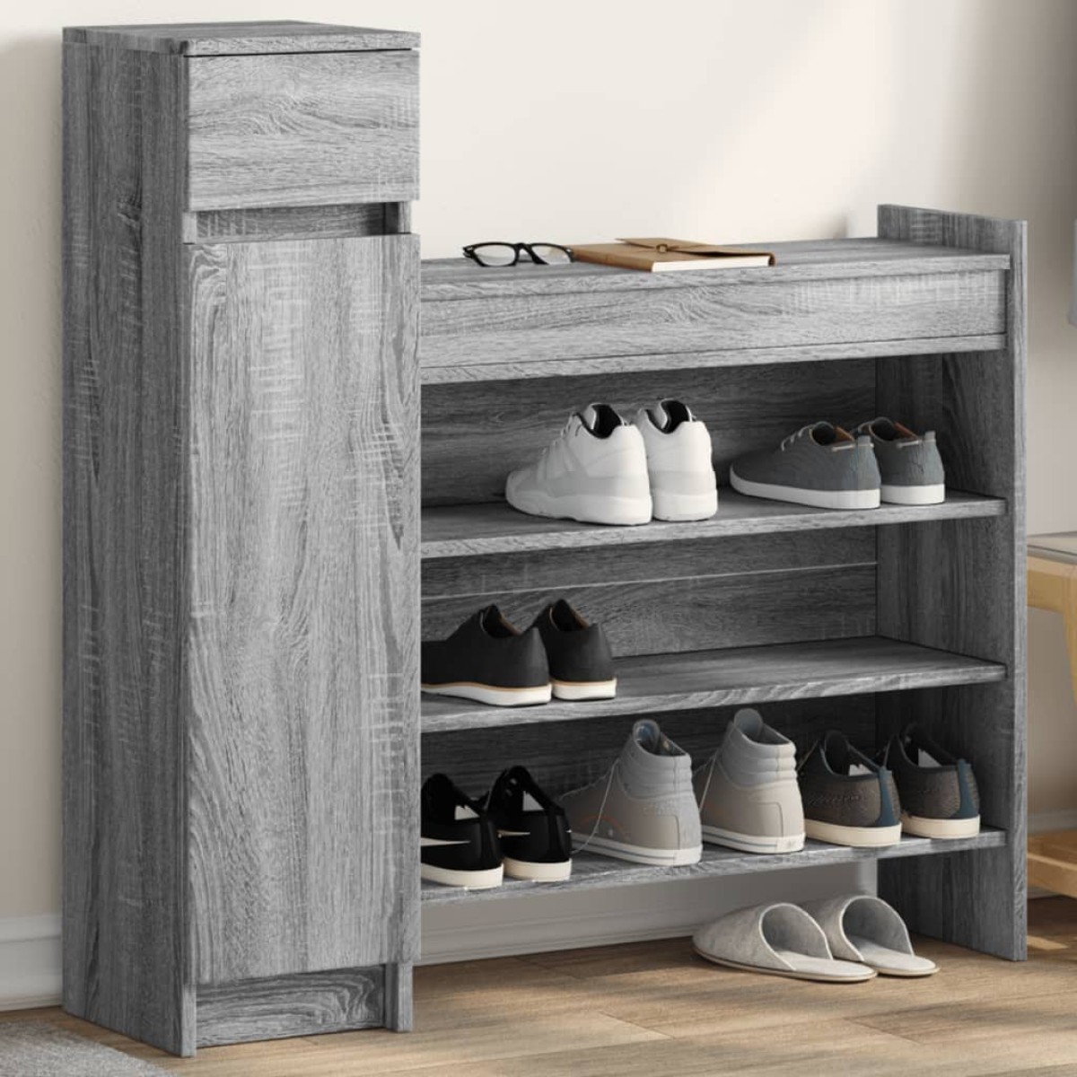 vidaXL Παπουτσοθήκη Γκρι Sonoma 100,5x28x100εκ. από Επεξεργασμένο Ξύλο