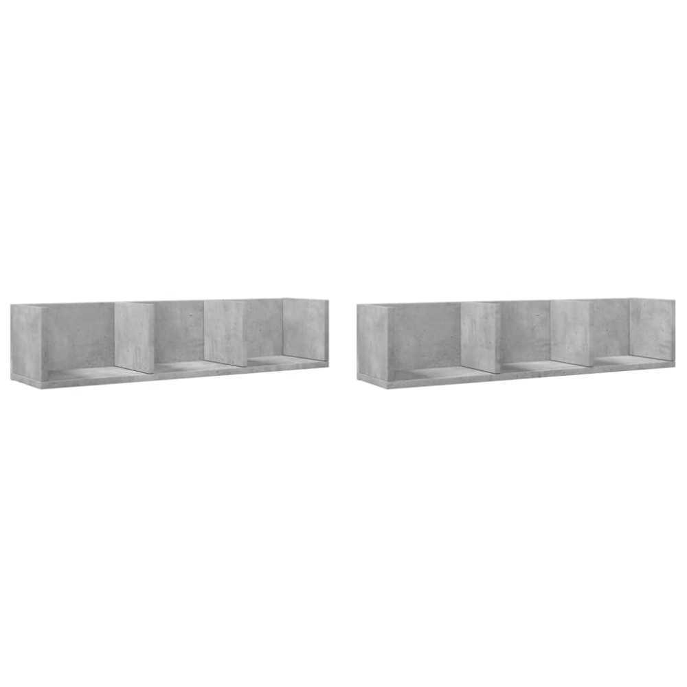 vidaXL Ντουλάπια Τοίχου 2 τεμ. Γκρι Σκυρ. 75x18x16,5 εκ. Επεξ. Ξύλο
