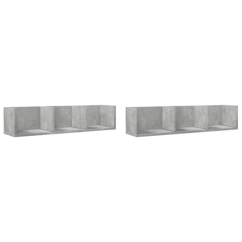 vidaXL Ντουλάπια Τοίχου 2 τεμ. Γκρι Σκυρ. 75x18x16,5 εκ. Επεξ. Ξύλο